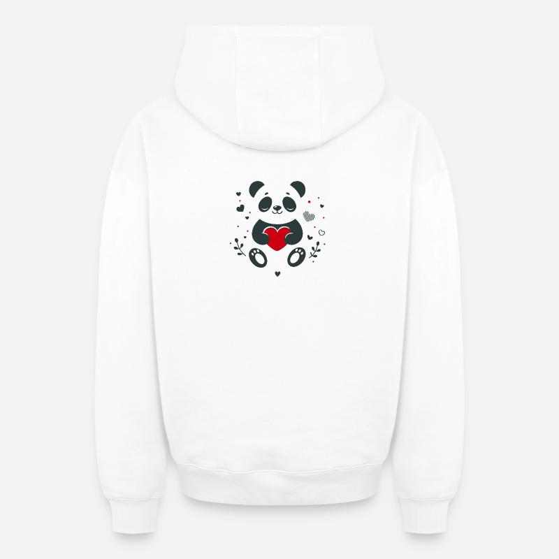 Panda avec coeur – Saint-Valentin aimante - Sweat à capuche unisexe zippé oversize épais SPREAD - blanc