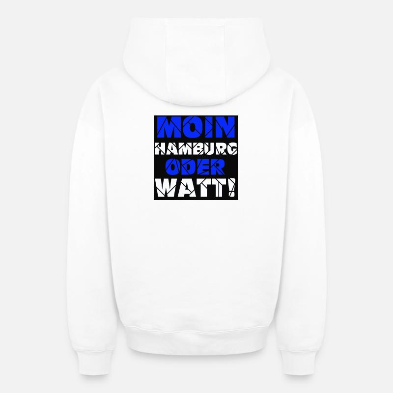Hamburg , Moin oder watt (25) - Oversized Heavyweight Unisex Zip Hoodie - Weiß