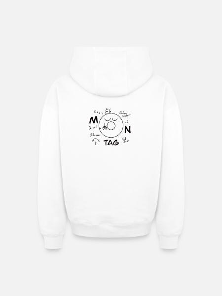 Monday Blues - Oversized Heavyweight Unisex Zip Hoodie - white