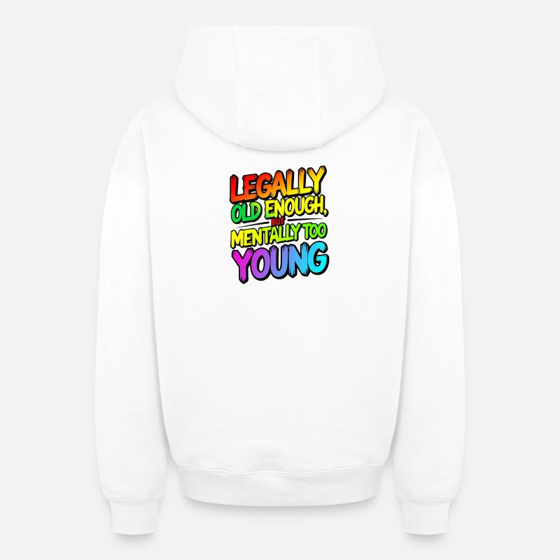 Âge légal - Sweat à capuche unisexe zippé oversize épais SPREAD - blanc