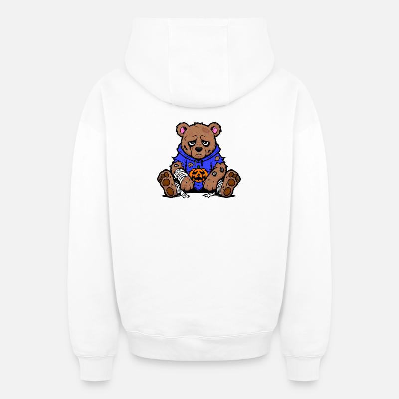 Ours d’Halloween - Sweat à capuche unisexe zippé oversize épais SPREAD - blanc