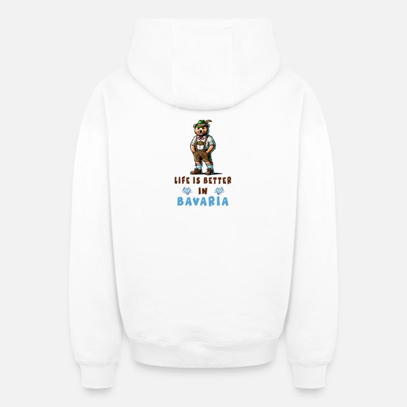 Ours bavarois - Sweat à capuche unisexe zippé oversize épais SPREAD - blanc
