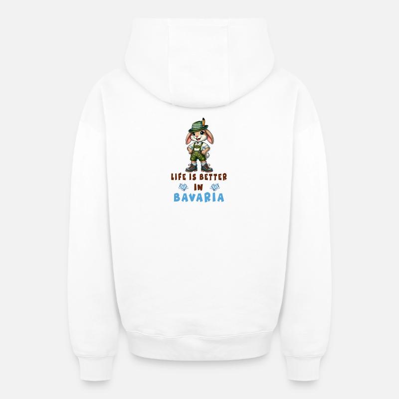 Lapin bavarois - Sweat à capuche unisexe zippé oversize épais SPREAD - blanc