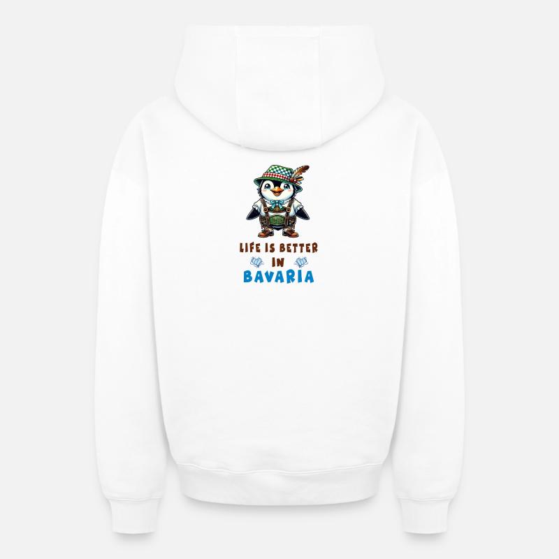 Manchot bavarois - Sweat à capuche unisexe zippé oversize épais SPREAD - blanc
