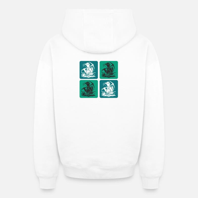 Conception minière - Sweat à capuche unisexe zippé oversize épais SPREAD - blanc