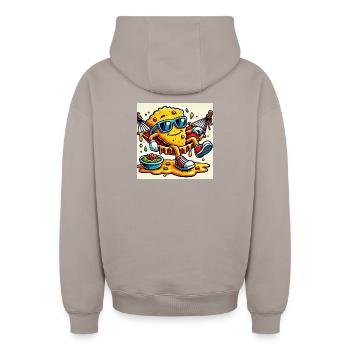 Nacho Every Day – Chill Snack Vibes - Oversized Heavyweight Unisex Zip Hoodie - taupe - Back - AI Model Male 178 light (178cm)