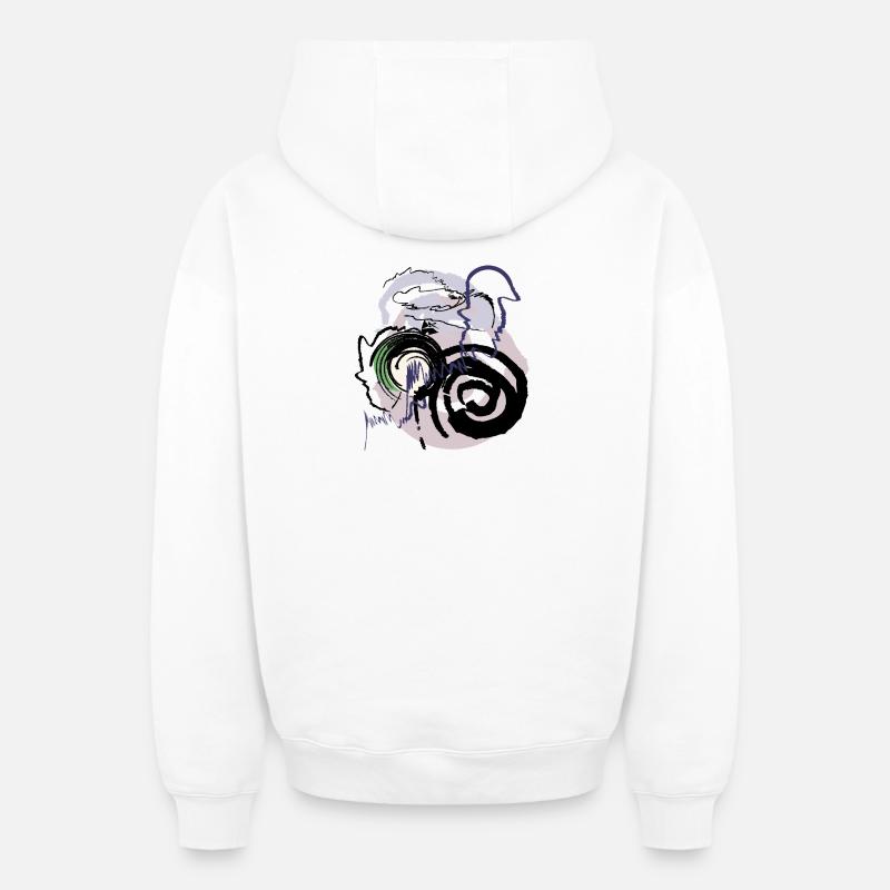 Motif abstrait - Sweat à capuche unisexe zippé oversize épais SPREAD - blanc