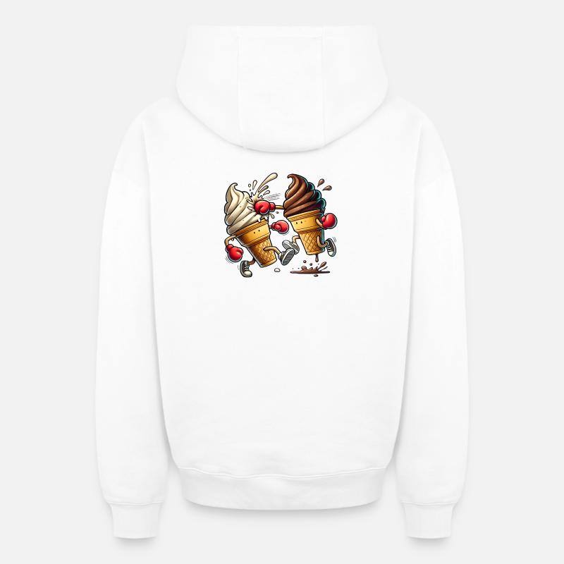Le concours sucré / Glaces - Sweat à capuche unisexe zippé oversize épais SPREAD - blanc