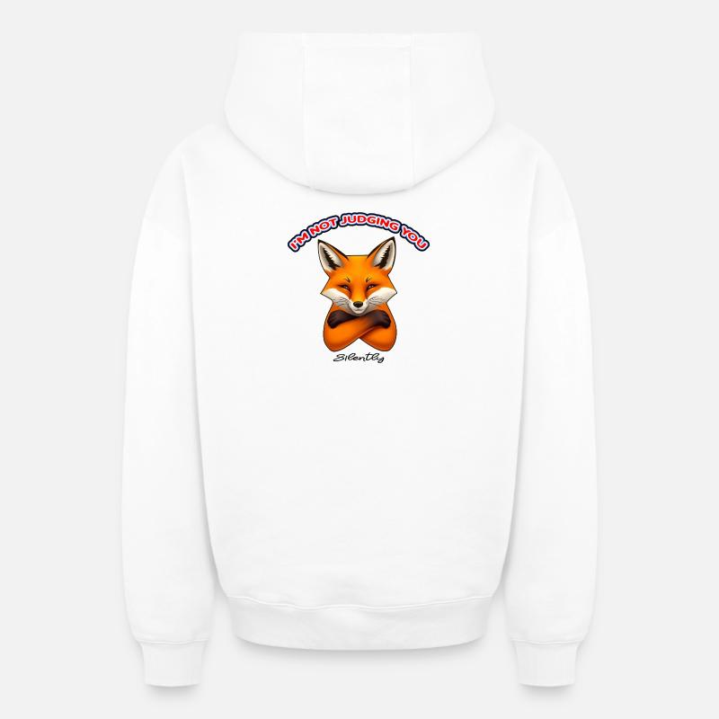 Clever Fox – Vous juger en silence - Sweat à capuche unisexe zippé oversize épais SPREAD - blanc