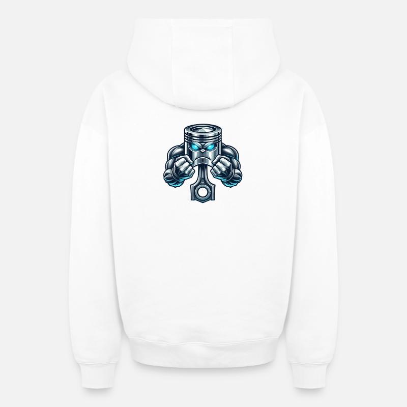 Conception du piston musculaire - Sweat à capuche unisexe zippé oversize épais SPREAD - blanc
