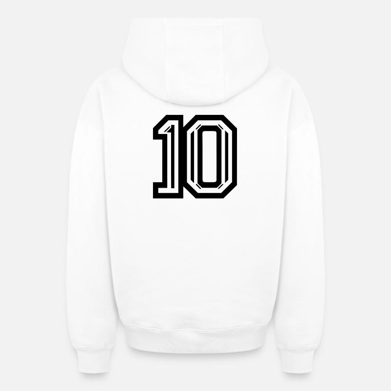 Graphique élégant numéro 10 - Sweat à capuche unisexe zippé oversize épais SPREAD - blanc