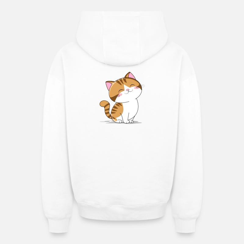 Petit chat mignon - Sweat à capuche unisexe zippé oversize épais SPREAD - blanc