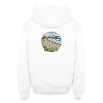 Plage - Sweat à capuche unisexe zippé oversize épais SPREAD - blanc - Dos - AI Model Male 178 light (178cm)