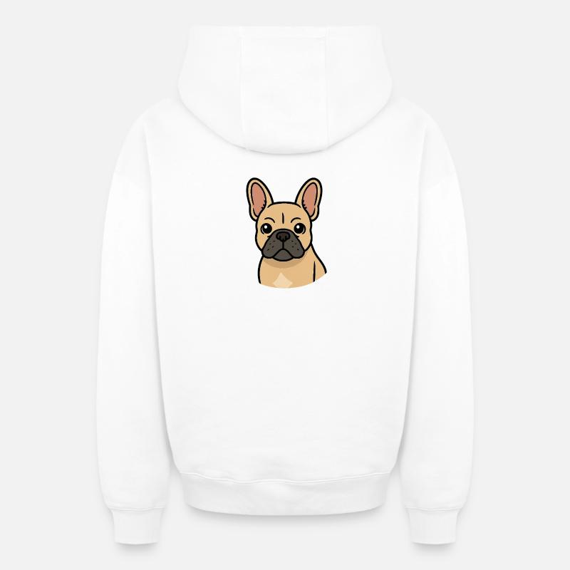 Bouledogue français - Sweat à capuche unisexe zippé oversize épais SPREAD - blanc