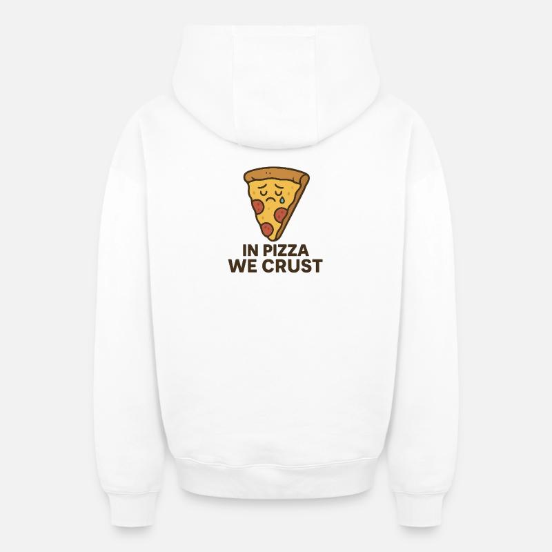 Dans la pizza on croûte - Sweat à capuche unisexe zippé oversize épais SPREAD - blanc