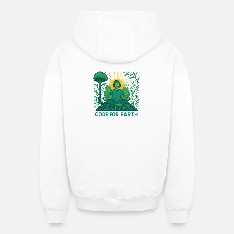 Code pour la Terre - Sweat à capuche unisexe zippé oversize épais SPREAD - blanc