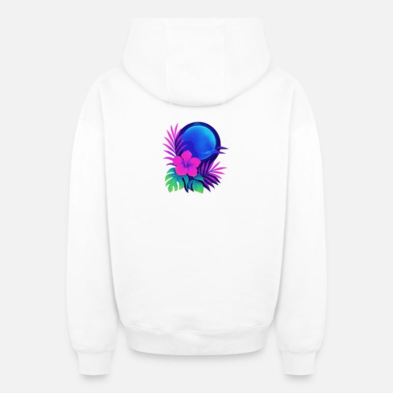 Neon Tropic Moon - Oversized Heavyweight Unisex Zip Hoodie - Weiß