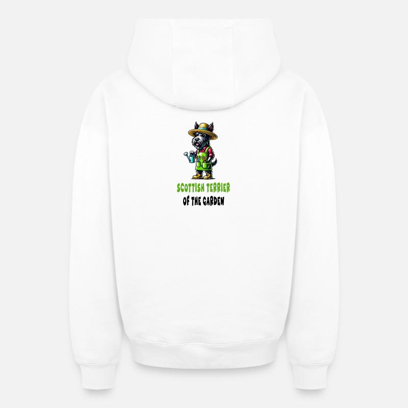 Scottish Terrier Gärtner - Oversized Heavyweight Unisex Zip Hoodie - Weiß