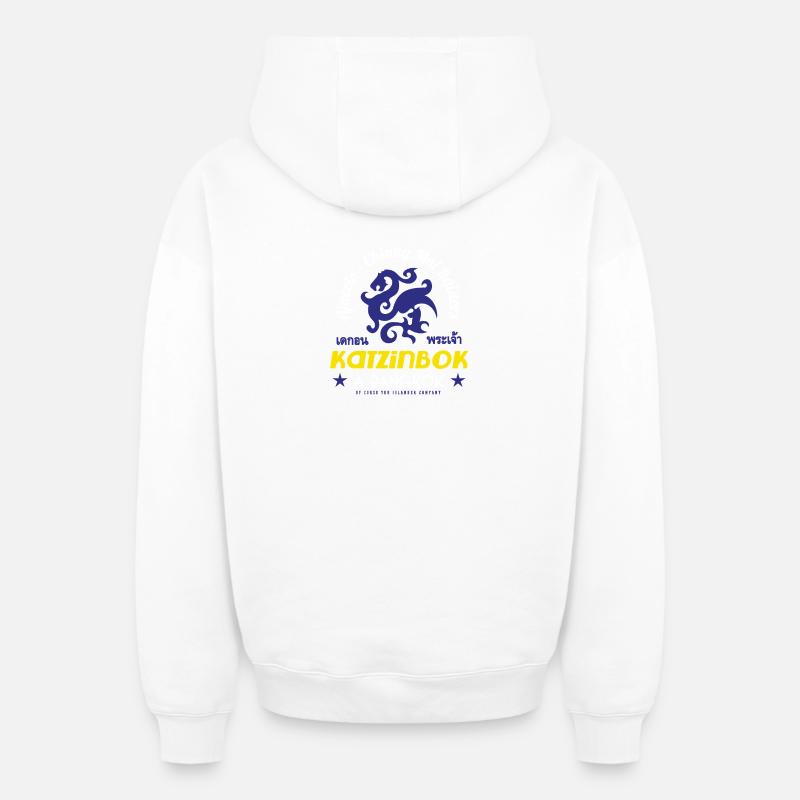 KATZINBOCK À BANGKOK bleu - Sweat à capuche unisexe zippé oversize épais SPREAD - blanc