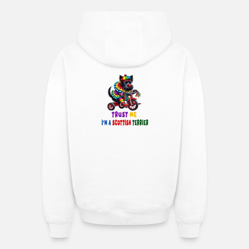 Clown terrier sur tricycle - Sweat à capuche unisexe zippé oversize épais SPREAD - blanc