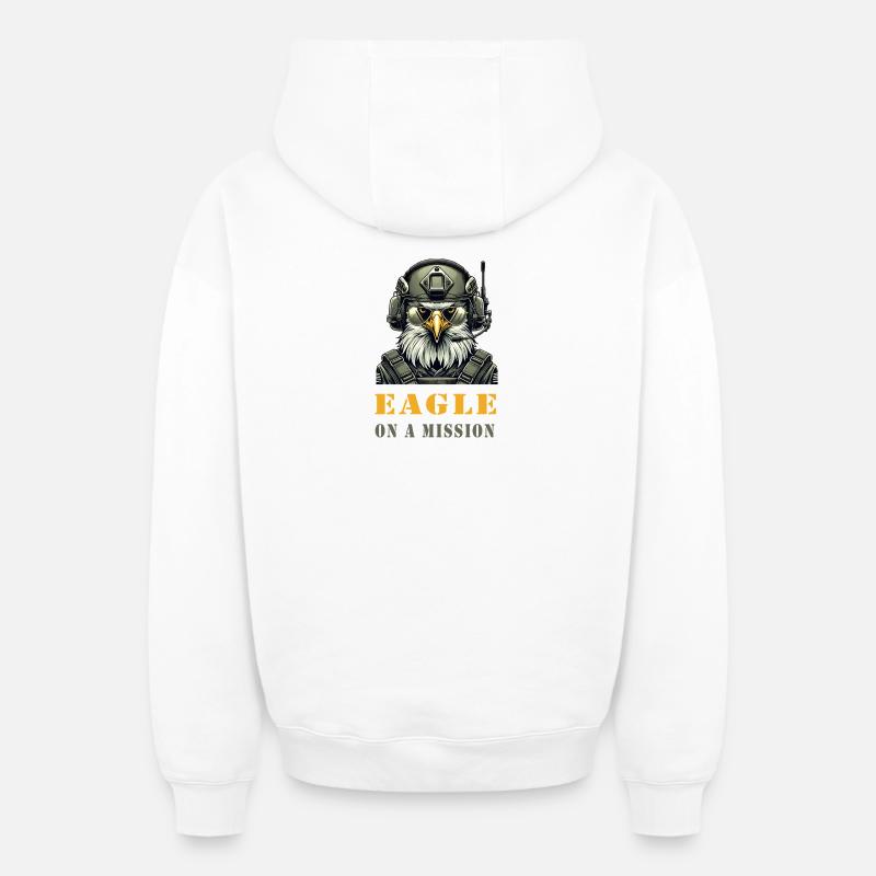 Aigle militaire en mission - Sweat à capuche unisexe zippé oversize épais SPREAD - blanc