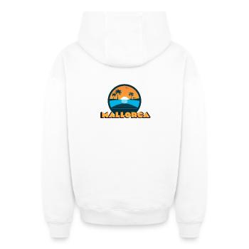 Mallorca Sonnenuntergang - Oversized Heavyweight Unisex Zip Hoodie - Weiß - Hinten - AI Model Male 178 light (178cm)