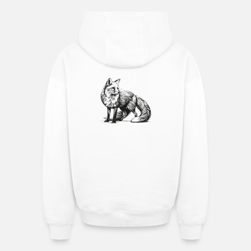 Fuchs – Waldläufer - Oversized Heavyweight Unisex Zip Hoodie - Weiß