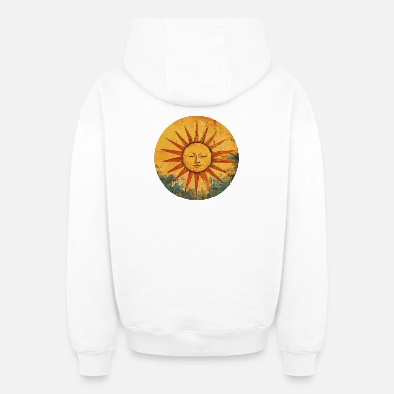 Soleil - Sweat à capuche unisexe zippé oversize épais SPREAD - blanc