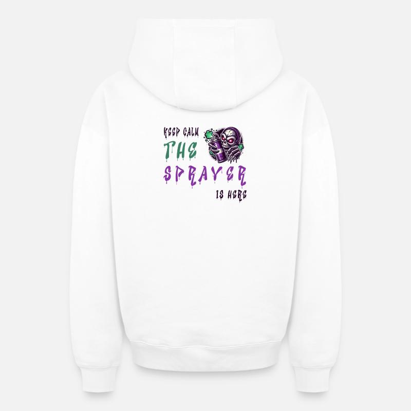 Keep Calm – The Sprayer - Oversized Heavyweight Unisex Zip Hoodie - Weiß