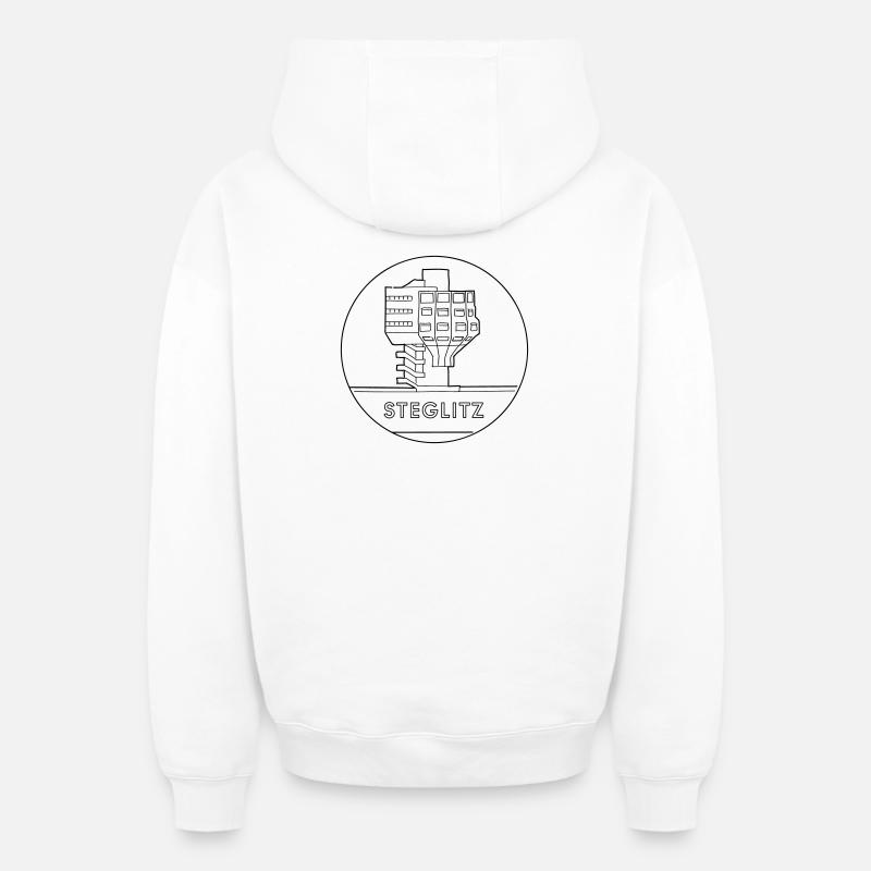 Steglitz mit Bierpinsel - Oversized Heavyweight Unisex Zip Hoodie - Weiß