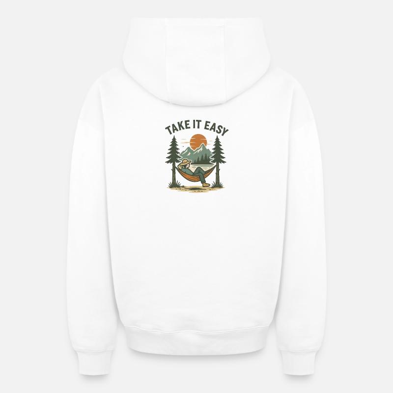 Calme-toi - Sweat à capuche unisexe zippé oversize épais SPREAD - blanc