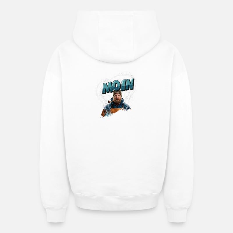 Bonjour marin, - Sweat à capuche unisexe zippé oversize épais SPREAD - blanc