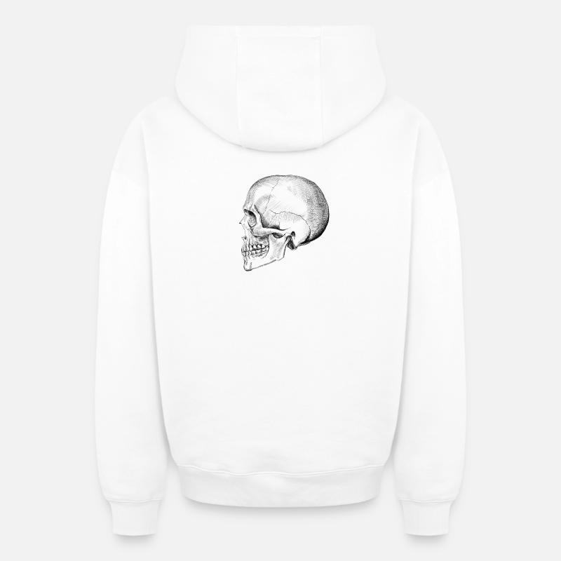 Crâne - Sweat à capuche unisexe zippé oversize épais SPREAD - blanc