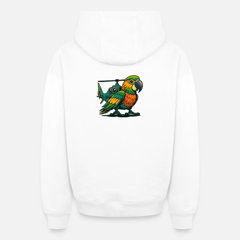 Heli-Parrot im Einsatz - Oversized Heavyweight Unisex Zip Hoodie - Weiß