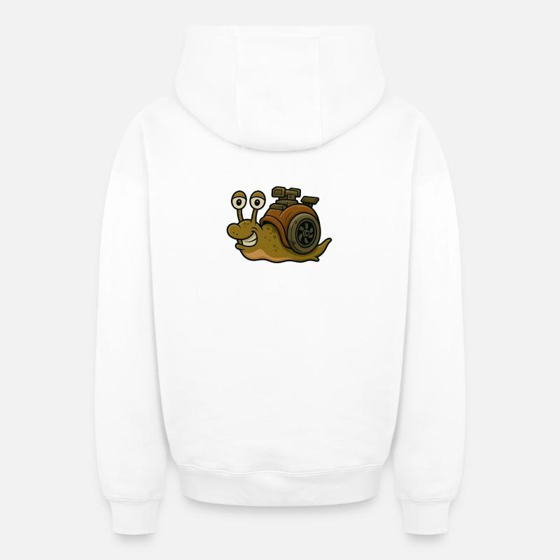 Peur de la lenteur - Snail Design - Sweat à capuche unisexe zippé oversize épais SPREAD - blanc