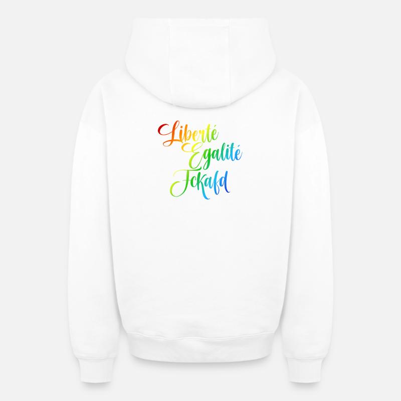 Rainbow Liberté Égalité Fraternité - Sweat à capuche unisexe zippé oversize épais SPREAD - blanc