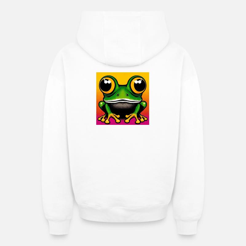 grenouille - Sweat à capuche unisexe zippé oversize épais SPREAD - blanc