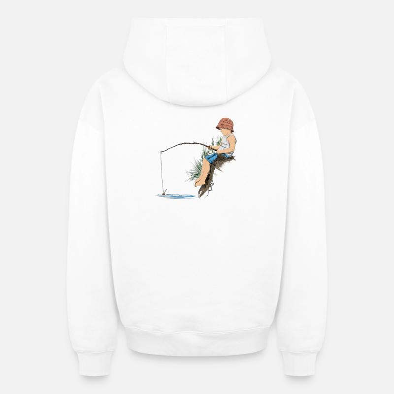 Pêcheur - Sweat à capuche unisexe zippé oversize épais SPREAD - blanc