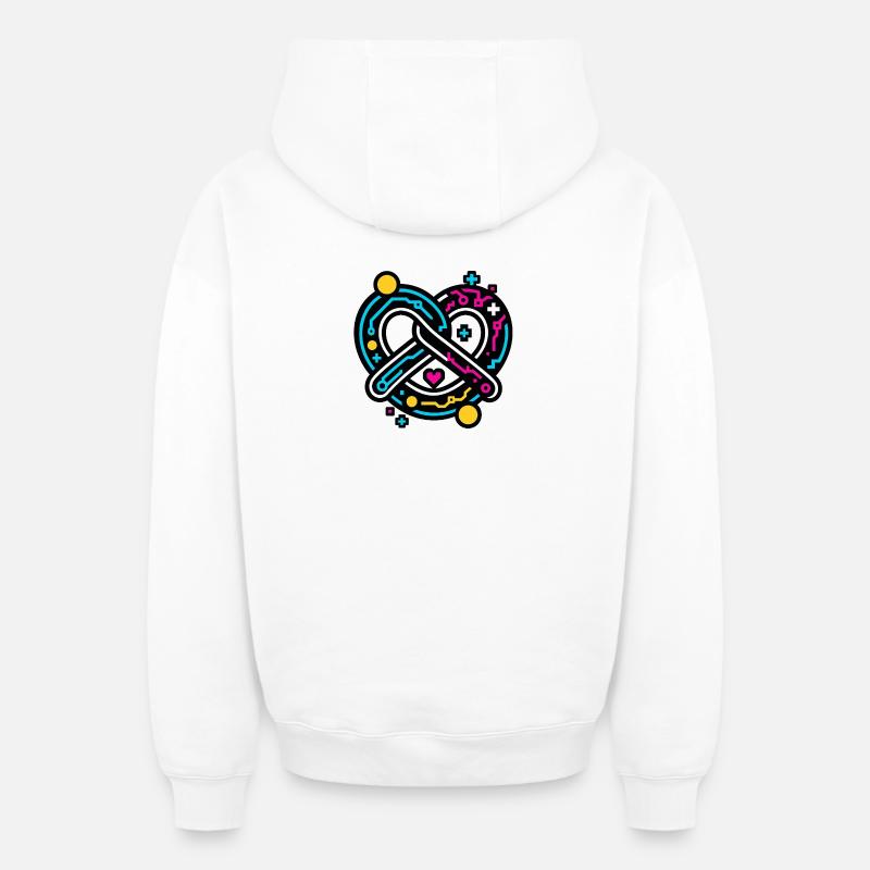 Cyber bretzel - Sweat à capuche unisexe zippé oversize épais SPREAD - blanc