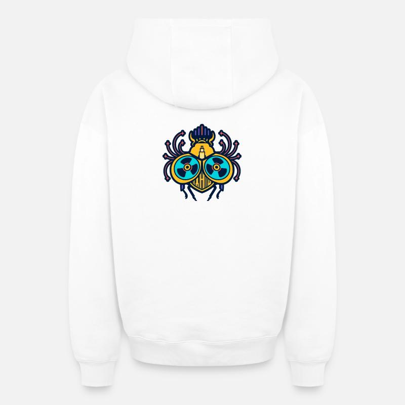 Scarabée Néon - Sweat à capuche unisexe zippé oversize épais SPREAD - blanc