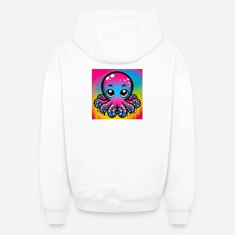 Pieuvre - Sweat à capuche unisexe zippé oversize épais SPREAD - blanc