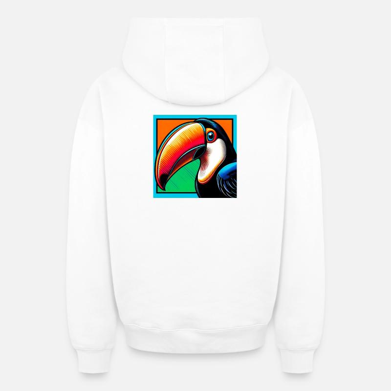 toucan - Sweat à capuche unisexe zippé oversize épais SPREAD - blanc