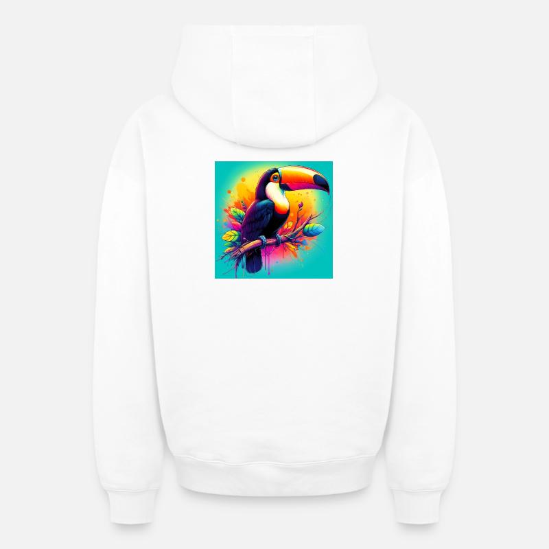 toucan - Sweat à capuche unisexe zippé oversize épais SPREAD - blanc