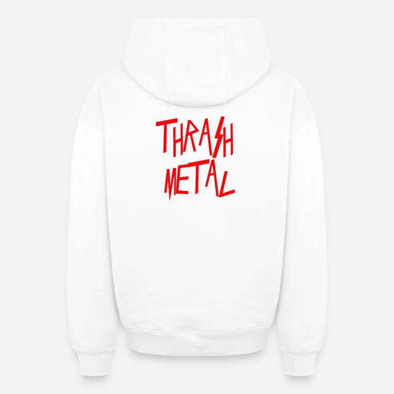 Thrash Metal - Sweat à capuche unisexe zippé oversize épais SPREAD - blanc