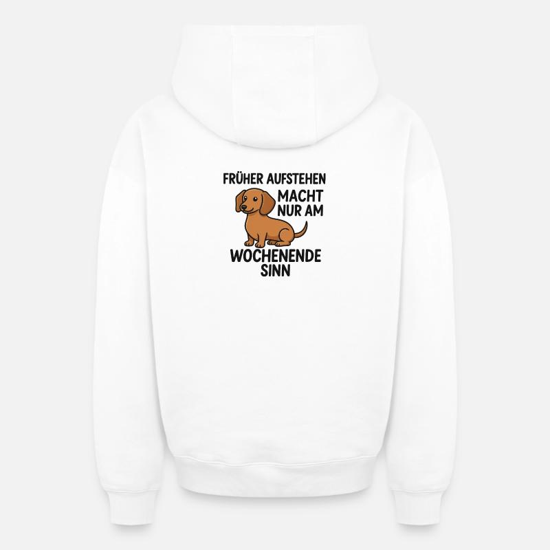Hund mit Spruch Wochenende - Oversized Heavyweight Unisex Zip Hoodie - Weiß