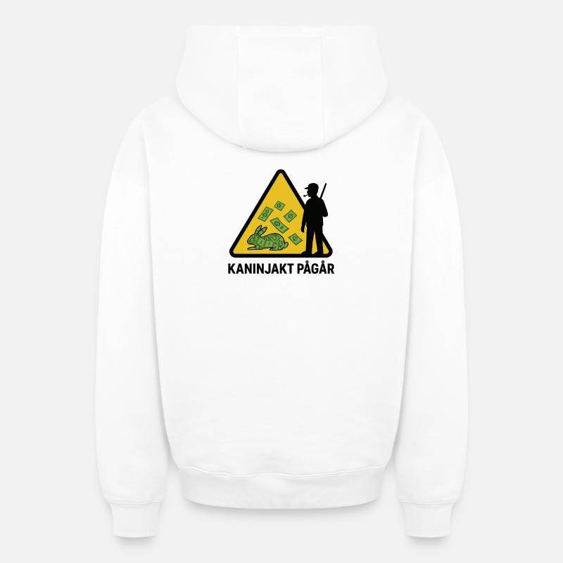 Chasse au lapin en cours - Sweat à capuche unisexe zippé oversize épais SPREAD - blanc