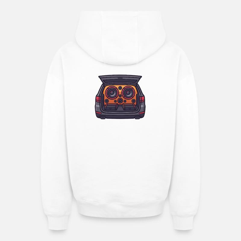 Design HiFi de voiture - Sweat à capuche unisexe zippé oversize épais SPREAD - blanc