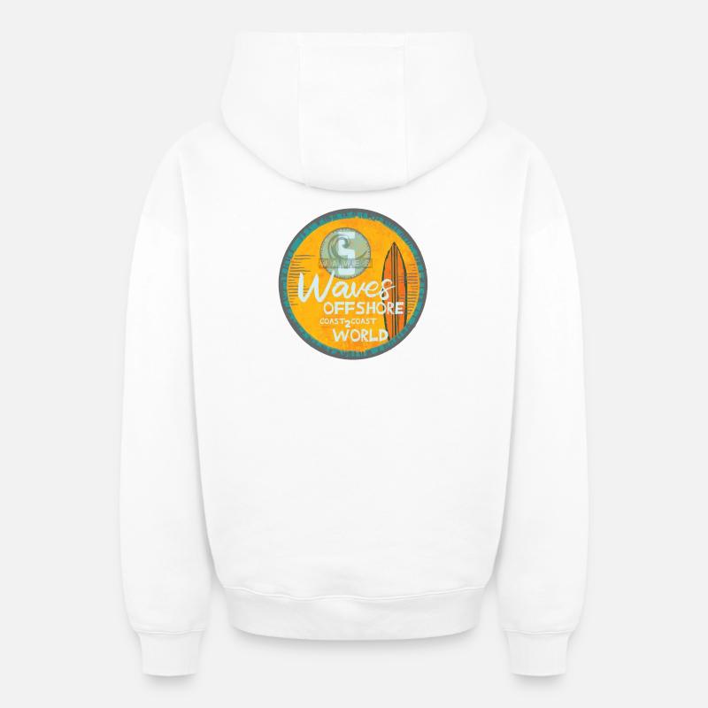 Vagues de surf conception offshore - Sweat à capuche unisexe zippé oversize épais SPREAD - blanc