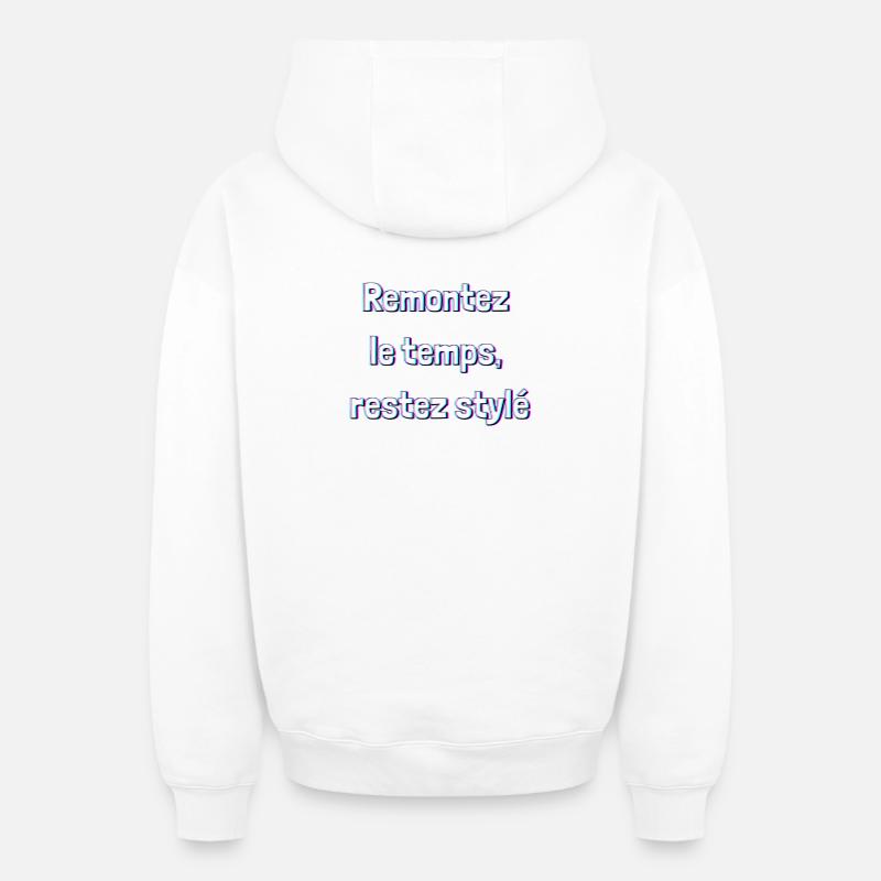 Remonte le temps restez stylé - Sweat à capuche unisexe zippé oversize épais SPREAD - blanc