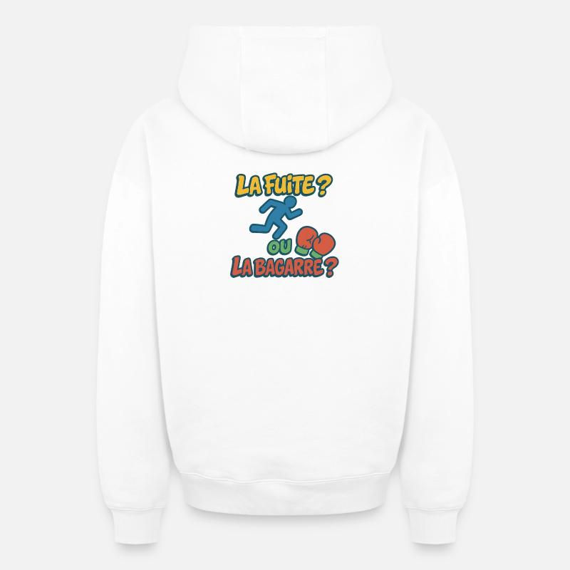 Flucht oder Kampf - Oversized Heavyweight Unisex Zip Hoodie - Weiß